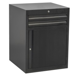 990WDD2-BLACK-Armario modular ancho con 2 cajones y puerta-663 x 650 x 870